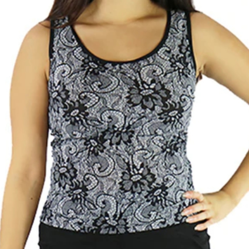 Silver and black sparkly top